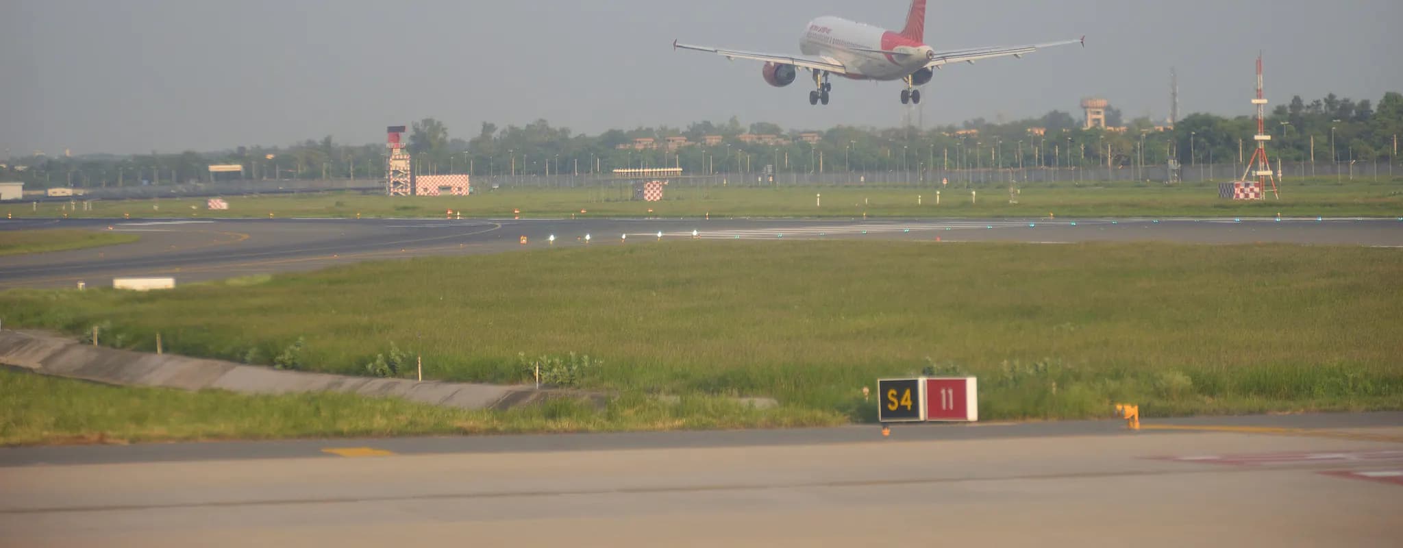 An Air India aircraft lifts from a runway at New Delhi airport.