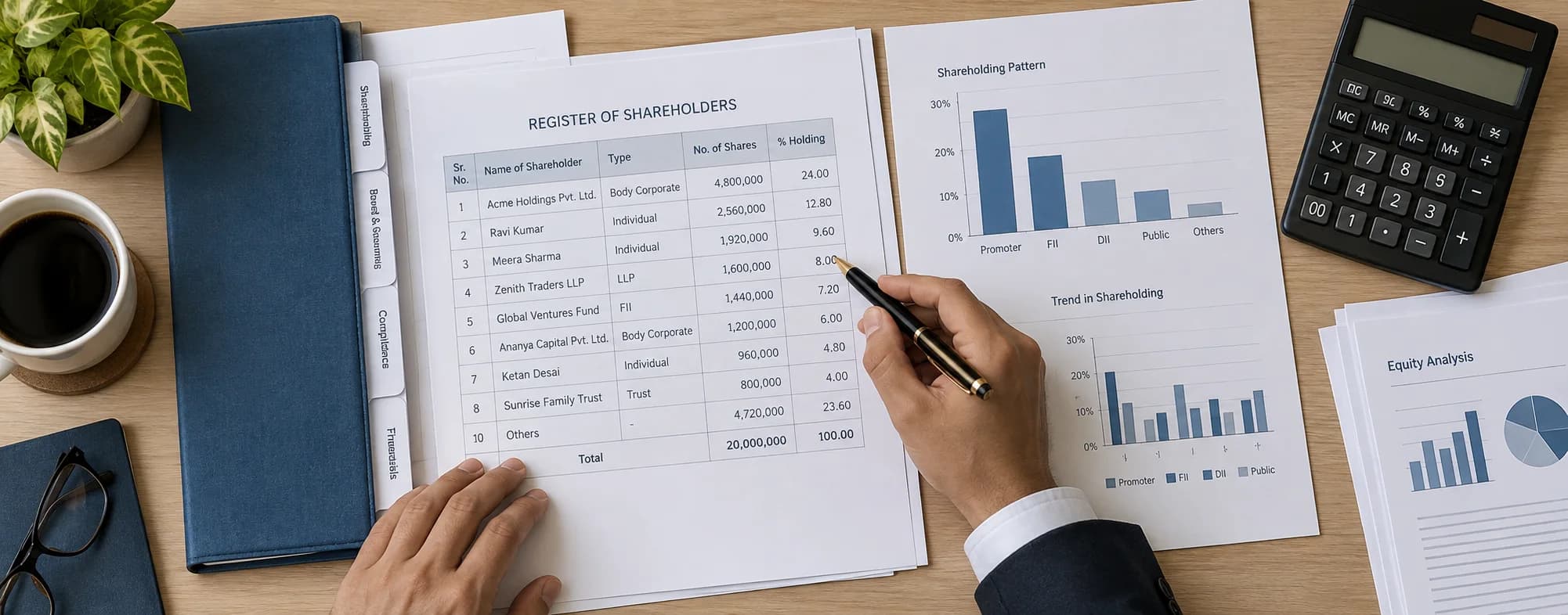 Shareholder register and ownership charts being reviewed for SEBI SAST disclosure thresholds.
