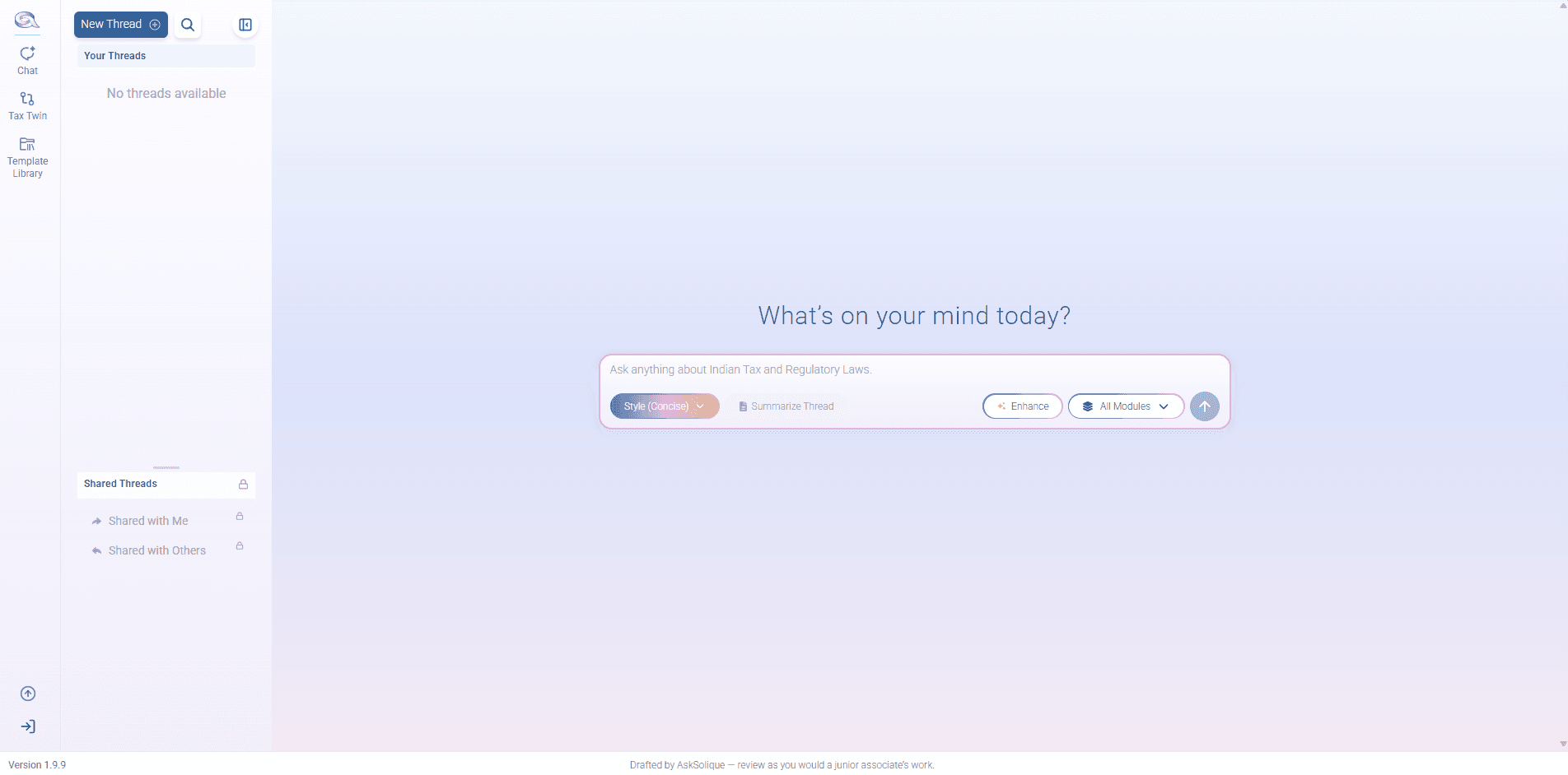 AskSolique product tour - AI tax research tool for India in use